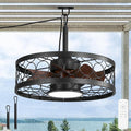 Outdoor Ceiling Fan with Light and Remote,Waterproof Gazebo Fan with Hanging Hook,6 Speeds, 3CCT, 20 Inch Caged Plug in