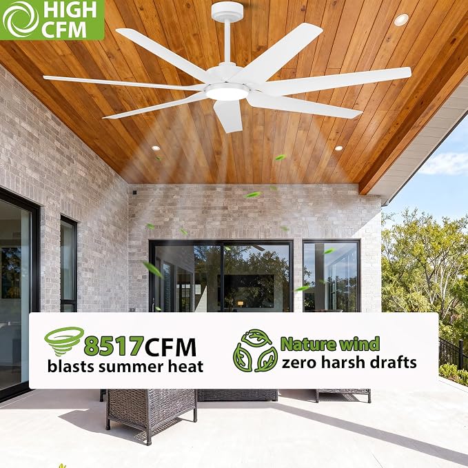 Outdoor Ceiling Fan with Light for Patio Damp Rated, Modern Smart Ceiling Fans with Alexa/App/Remote Control, 7, alternate