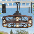 Outdoor Ceiling Fan with Lights for Patios- 22" Waterproof Plug in Gazebo Fan with Remote Control&Timer, 6-Speed Reversible
