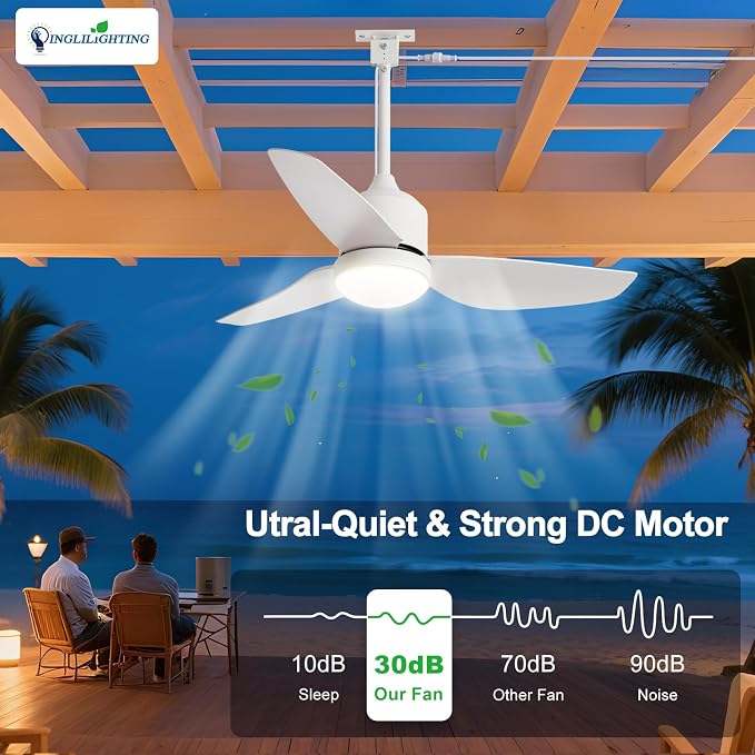 Outdoor Ceiling Fans for Patios: 42" White Plug in Ceiling Fans with Lights for Gazebo - Waterproof Hanging Fan, alternate