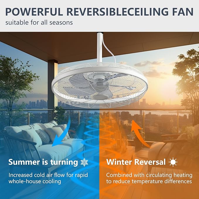 Outdoor Ceiling Fans with Lights, 20'' Gazebo Fan, Plug in Ceiling Fan for Patios, Pergola, Ceiling Fan with Remote Control