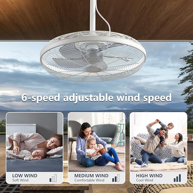 Outdoor Ceiling Fans with Lights, 20'' Gazebo Fan, Plug in Ceiling Fan for Patios, Pergola, Ceiling Fan with Remote Control