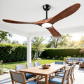 Outdoor Ceiling Fans with Lights 60 Inch, 3 Downrods, Remote Control, Indoor 3 Blade Wood Walnut Fan, DC Motor, product image
