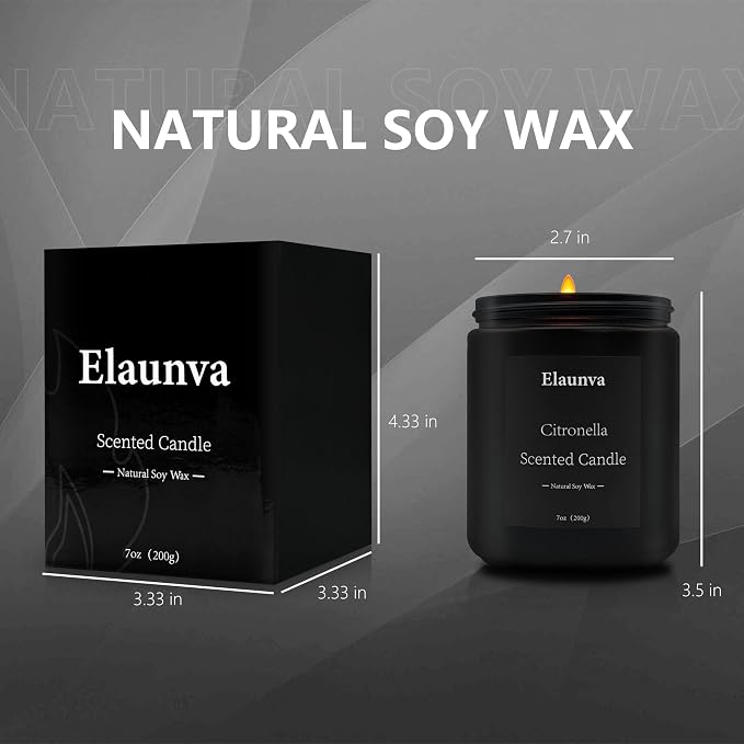 Outdoor Citronella Candles,7 oz (200g) Natural Soy Wax Candles,Aromatherapy Candles for Home Decor & Relaxation,Relaxing Gift