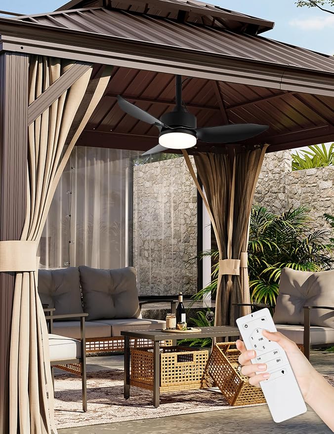 Outdoor Plug In Ceiling Fan with Light and Hook, 39" IP65 Waterproof Wet Rated Patio Ceiling Fans, Black, alternate product
