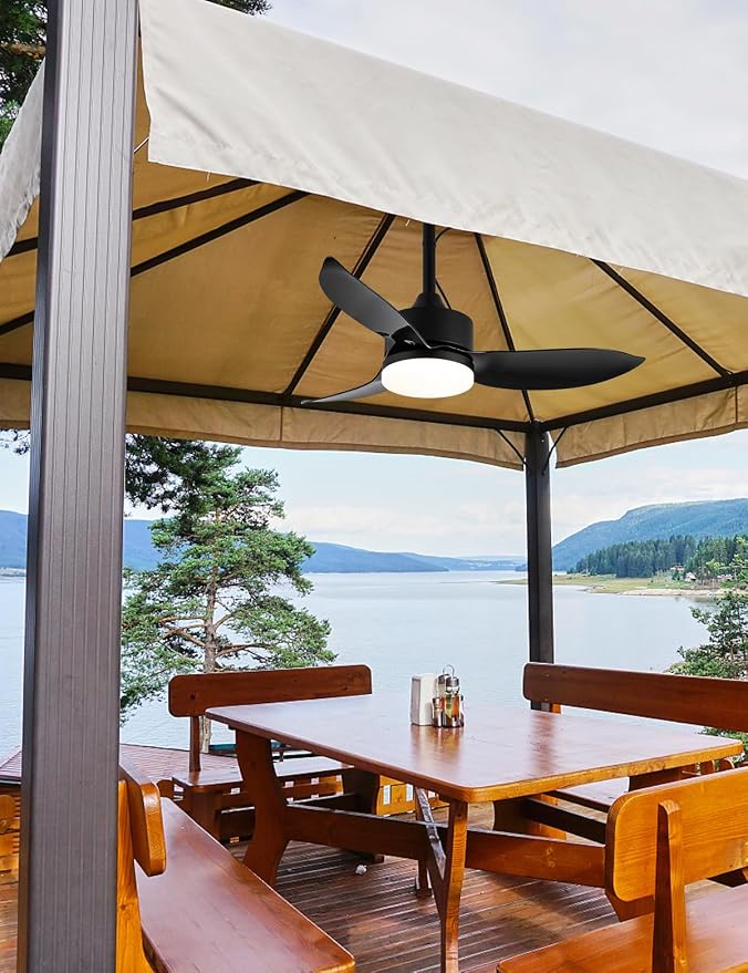 Outdoor Plug In Ceiling Fan with Light and Hook, 39" IP65 Waterproof Wet Rated Patio Ceiling Fans, Black, alternate product
