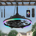 Outdoor RGB Ceiling Fans with Light for Patios, 20" Waterproof Plug in Ceiling Fan, Gazebo Fan Remote&APP Control, 3CCT