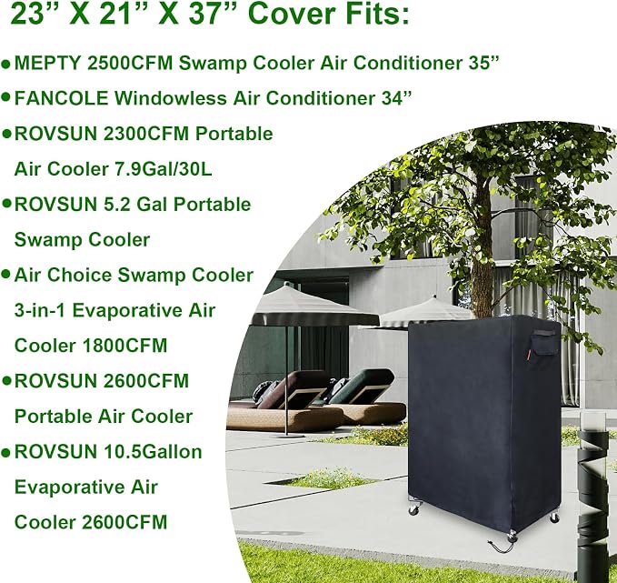 Outdoor Swamp 600D Heavy Duty Cooler Cover, Evaporative Air Cooler Cover Fits 41" Swamp Cooler, 2300, 2600CFM