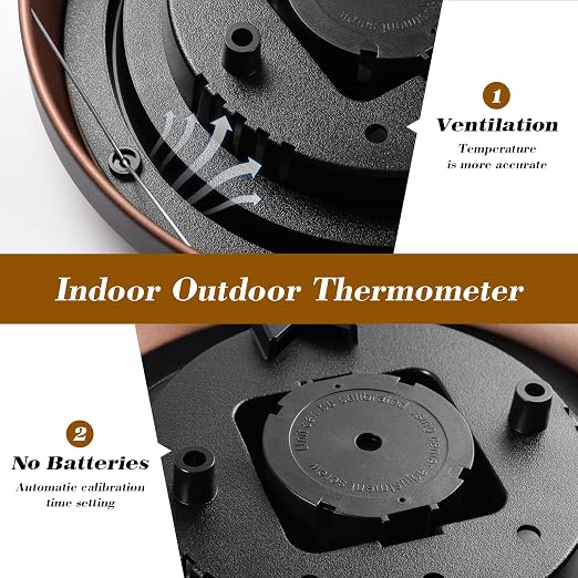 Outdoor Thermometer Hygrometer - 8'' Indoor Outdoor Thermometer Wireless, Indoor Thermometer for Room Home Temperature, No