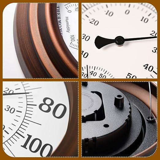 Outdoor Thermometer Hygrometer - 8'' Indoor Outdoor Thermometer Wireless, Indoor Thermometer for Room Home Temperature, No