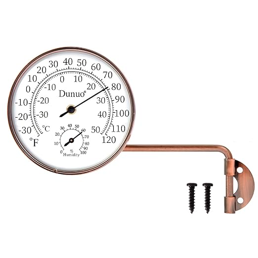 Outdoor Thermometer - Weatherproof & Decorative Outside Temperature Gauge for Window, Greenhouse Accessories and Patio