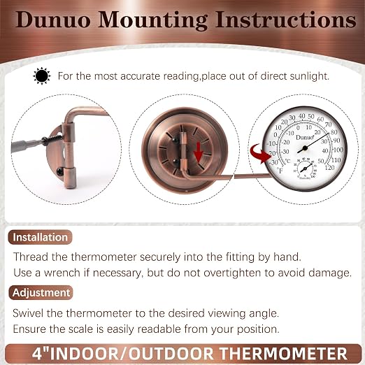Outdoor Thermometer - Weatherproof & Decorative Outside Temperature Gauge for Window, Greenhouse Accessories and Patio