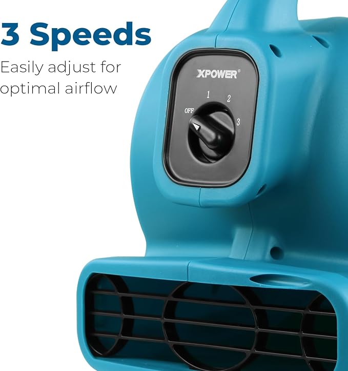 P-80 Mini Utility 600 CFM Centrifugal Air Mover, Floor Fan, Blower, Stackable, for Drying,Cooling, Ventilating, Home Use