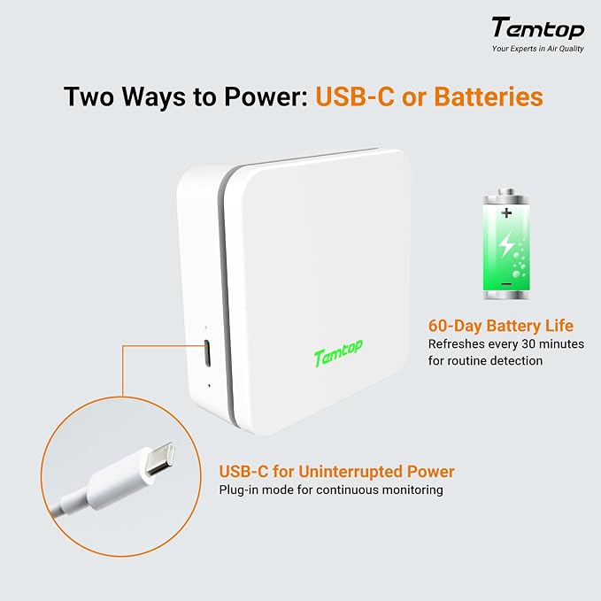 P1 Air Quality Monitor, PM2.5/PM10/Temperature/Humidity Sensor with Bluetooth App, AQI Tracking & Portable Design for Home