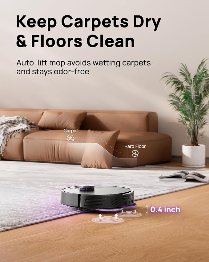P10 Ultra Robot Vacuum and Mop Combo, 18,000 Pa Suction, Self-Emptying, Auto-Extending Edge Mopping, 140°F Hot-Water
