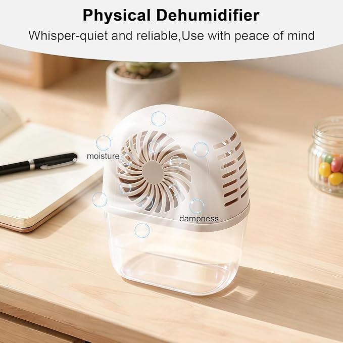 Pack of 2 Dehumidifiers Devices with 4 Pack Moisture Absorber Refills Tablets, 15.9oz- 7"H × 5.5"W Mini Dehumidifier,Bathroom