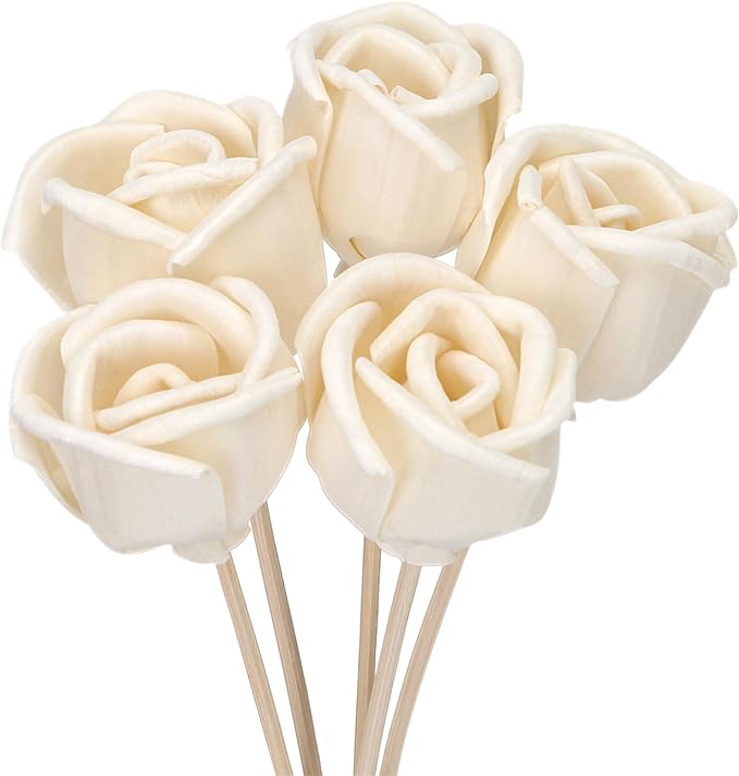 Pack of 5 Natural Rattan Reed Diffuser Sticks Set – 9Inch Decorative Flower Stick Diffusers for Home Office – Empty Fragrance