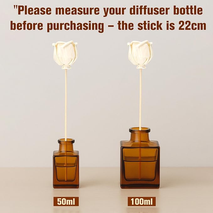 Pack of 5 Natural Rattan Reed Diffuser Sticks Set – 9Inch Decorative Flower Stick Diffusers for Home Office – Empty Fragrance