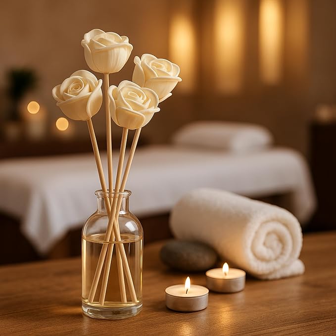 Pack of 5 Natural Rattan Reed Diffuser Sticks Set – 9Inch Decorative Flower Stick Diffusers for Home Office – Empty Fragrance