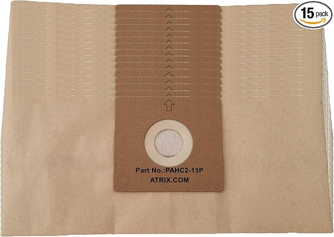 PAHC2-15P Paper Filter Bags for Turbo Red Vacuum, 6-Quart, 15 Count, product image