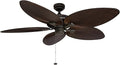 Palm Island, 52 Inch Tropical Indoor Outdoor Ceiling Fan with No Light, Pull Chain, Dual Mounting Options, 5 Palm Leaf