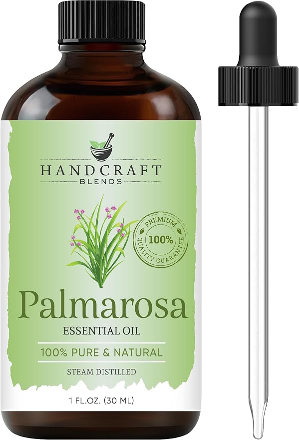 Palmarosa Essential Oil – 1 Fl Oz – 100% Pure and Natural – Premium Grade Essential Oil for Diffuser and Aromatherapy