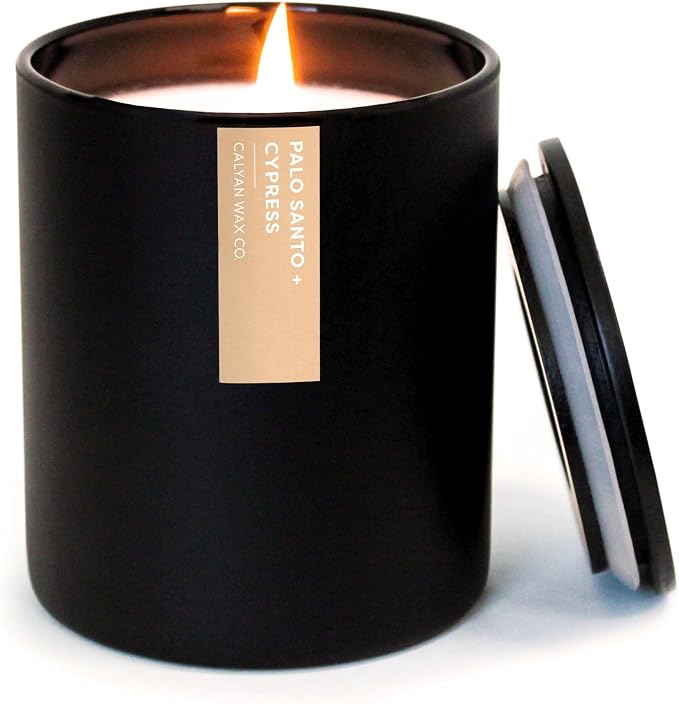 . Palo Santo & Cypress Scented Candle - 75 Hour Burn - Luxury made from natural materials Soy Wax Candles, product image