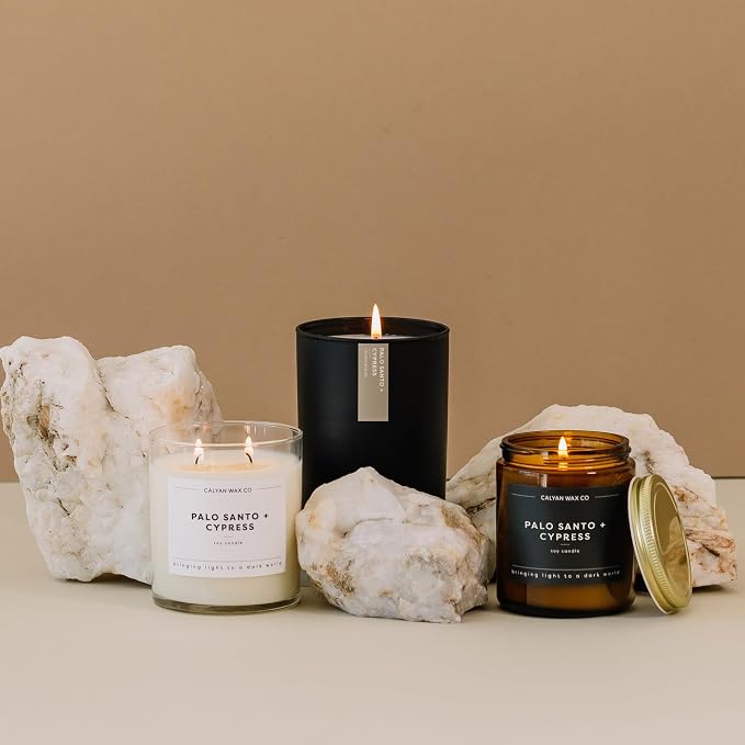 . Palo Santo & Cypress Scented Candle - 75 Hour Burn - Luxury made from natural materials Soy Wax Candles, alternate product