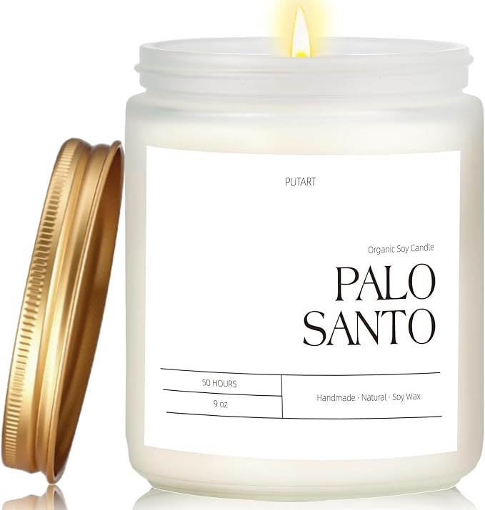 Palo Santo Highly Scented Candle for Home, 9oz Natural Soy Aromatherapy made from natural materials Candles with Essential