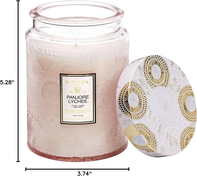 Panjore, Large Candle Jar, 18 oz, 100 Hour Burn Time, Coconut Wax for Clean Burning, Handcrafted in the USA, alternate