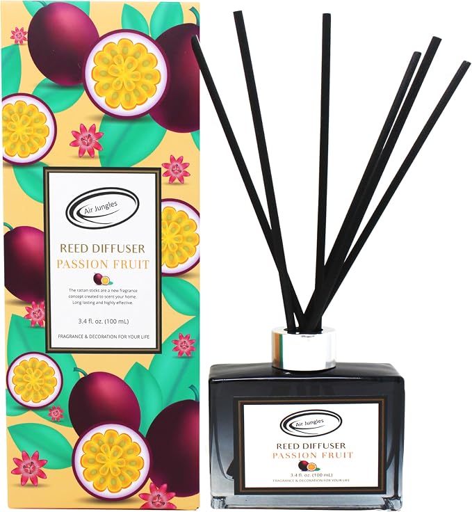 Passion Fruit Fragrances Reed Diffuser Set with Sticks, Scent Incense Oil, Essential Oil Air Freshener for Home, Office, Gym