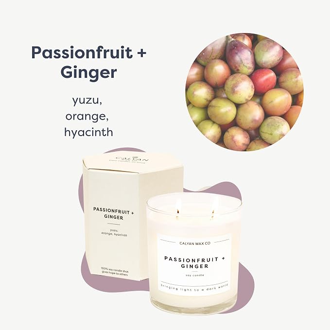. Passionfruit & Ginger 2 Wick Scented Candle - 37 Hour Burn - Luxury made from natural materials Soy Wax, alternate product