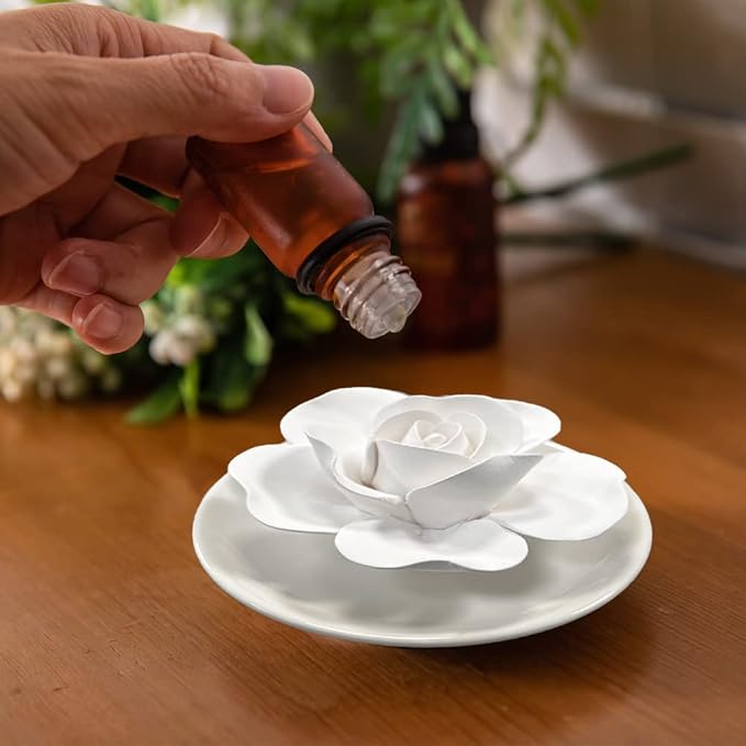 Passive Oil Diffuser for Essential Oil-Non-Electric Porcelain Aromatherapy Diffusers for Small Mini Room, Desk Decorative