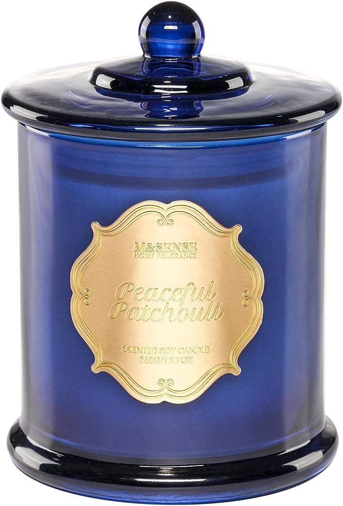 Peaceful Patchouli Soy Candles for Home Scented, Organic made from natural materials 2 Wick 12.7oz 75 Hour Long Lasting