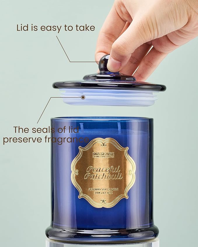 Peaceful Patchouli Soy Candles for Home Scented, Organic made from natural materials 2 Wick 12.7oz 75 Hour Long Lasting