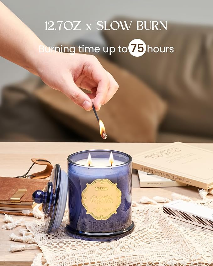 Peaceful Patchouli Soy Candles for Home Scented, Organic made from natural materials 2 Wick 12.7oz 75 Hour Long Lasting