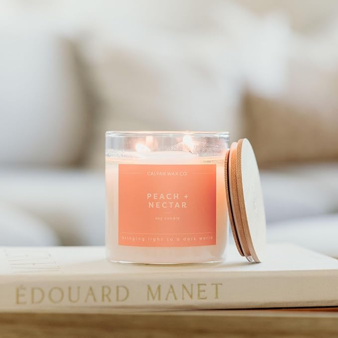 . Peach & Nectar 2 Wick Scented Candle - 37 Hour Burn - Luxury made from natural materials Soy Wax Candles, alternate product