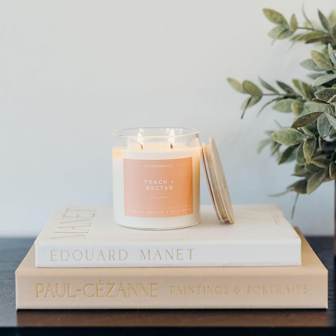 . Peach & Nectar 2 Wick Scented Candle - 37 Hour Burn - Luxury made from natural materials Soy Wax Candles, alternate product