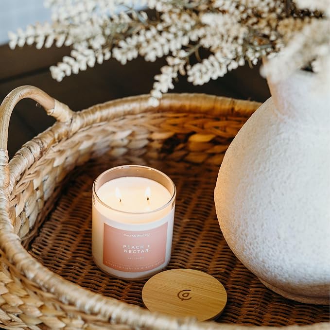 . Peach & Nectar 2 Wick Scented Candle - 37 Hour Burn - Luxury made from natural materials Soy Wax Candles, alternate product