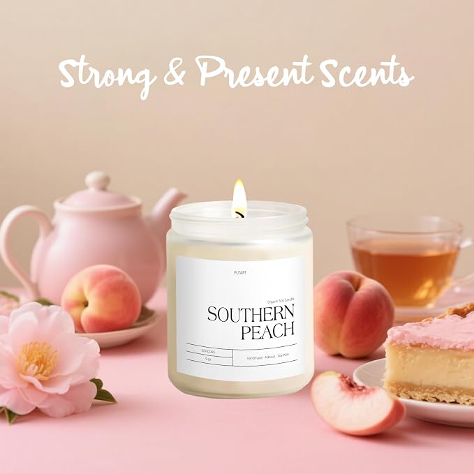 Peach Scented Candles for Home, 9oz Natural Soy Wax Aromatherapy Organic Peach Candle for Stress Relief, alternate product