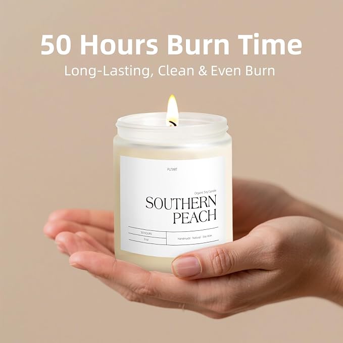 Peach Scented Candles for Home, 9oz Natural Soy Wax Aromatherapy Organic Peach Candle for Stress Relief, alternate product