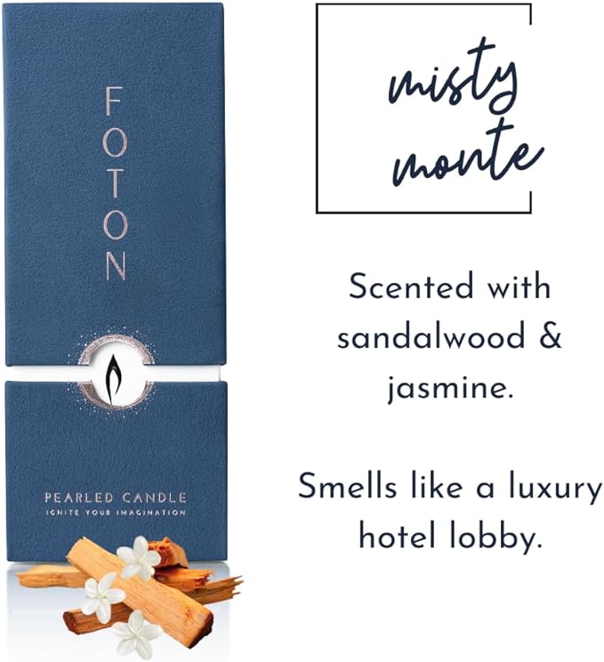 ®PearledCandle Pearled Candle 18 Oz - Misty Monte Sandalwood Jasmine Scented made from natural materials Luxury Long