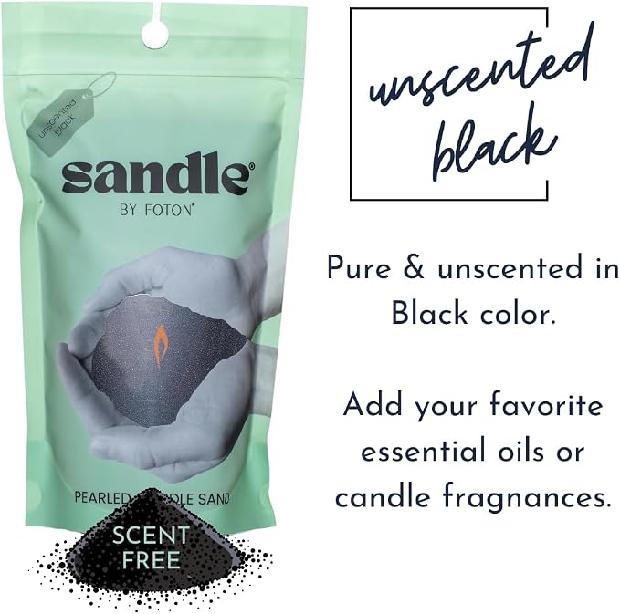 ®PearledCandle Sandle by Pearled Candle 10 Oz – Black Unscented, made from natural materials Luxury Long Lasting Sand