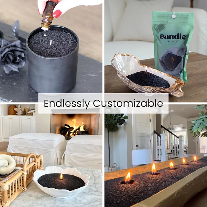 ®PearledCandle Sandle by Pearled Candle 10 Oz – Black Unscented, made from natural materials Luxury Long Lasting Sand