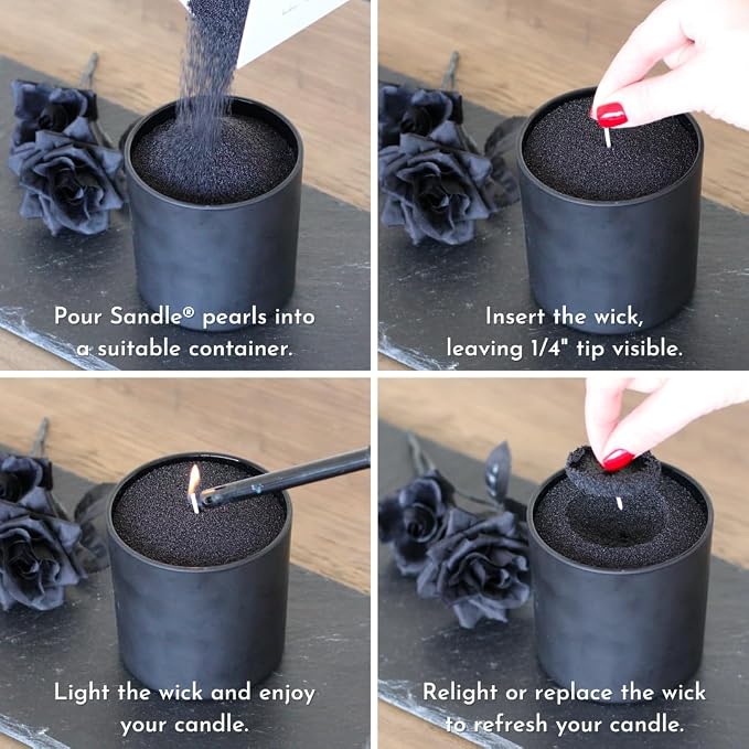 ®PearledCandle Sandle by Pearled Candle 10 Oz – Black Unscented, made from natural materials Luxury Long Lasting Sand