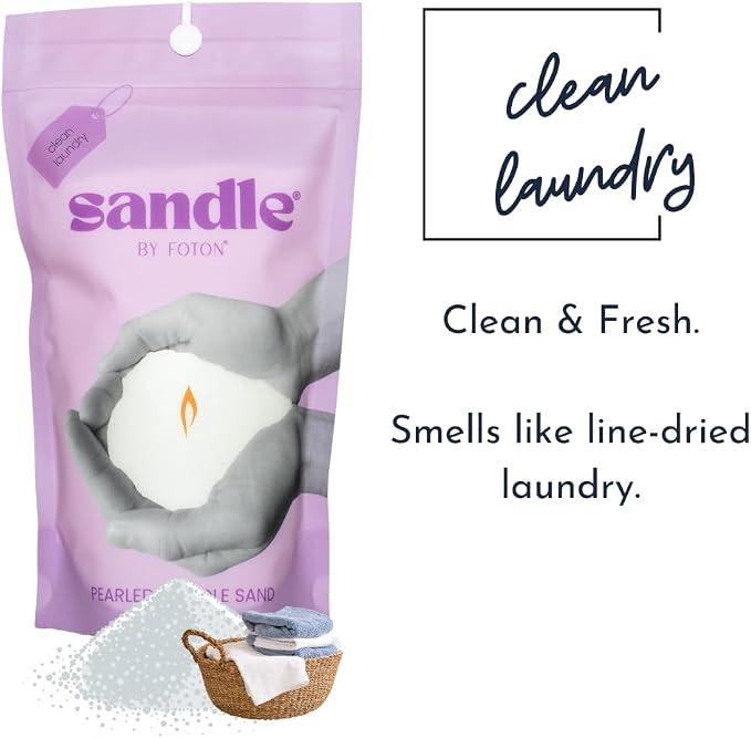 ®PearledCandle Sandle Pearled Candle 10 Oz – Clean Laundry, made from natural materials Luxury Long Lasting Sand Candles