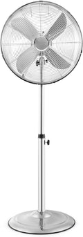 Pedestal Fan, 16 Inch Oscillating Fan w/ 3 Speeds & Adjustable Height, 75° Oscillation & 20° Tilt, Heavy Duty Metal Aluminum