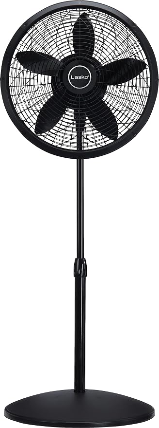 Pedestal Fan, Oscillating Fan for Bedroom with Adjustable Height and 3 Cooling Speeds, Portable, 18", Black, 1827, alternate
