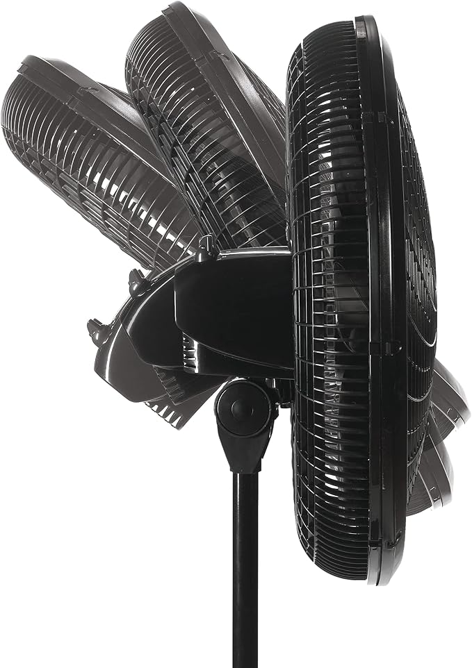Pedestal Fan, Oscillating Fan for Bedroom with Adjustable Height and 3 Cooling Speeds, Portable, 18", Black, 1827, alternate