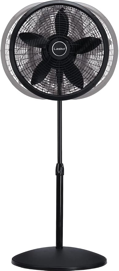 Pedestal Fan, Oscillating Fan for Bedroom with Adjustable Height and 3 Cooling Speeds, Portable, 18", Black, 1827, alternate